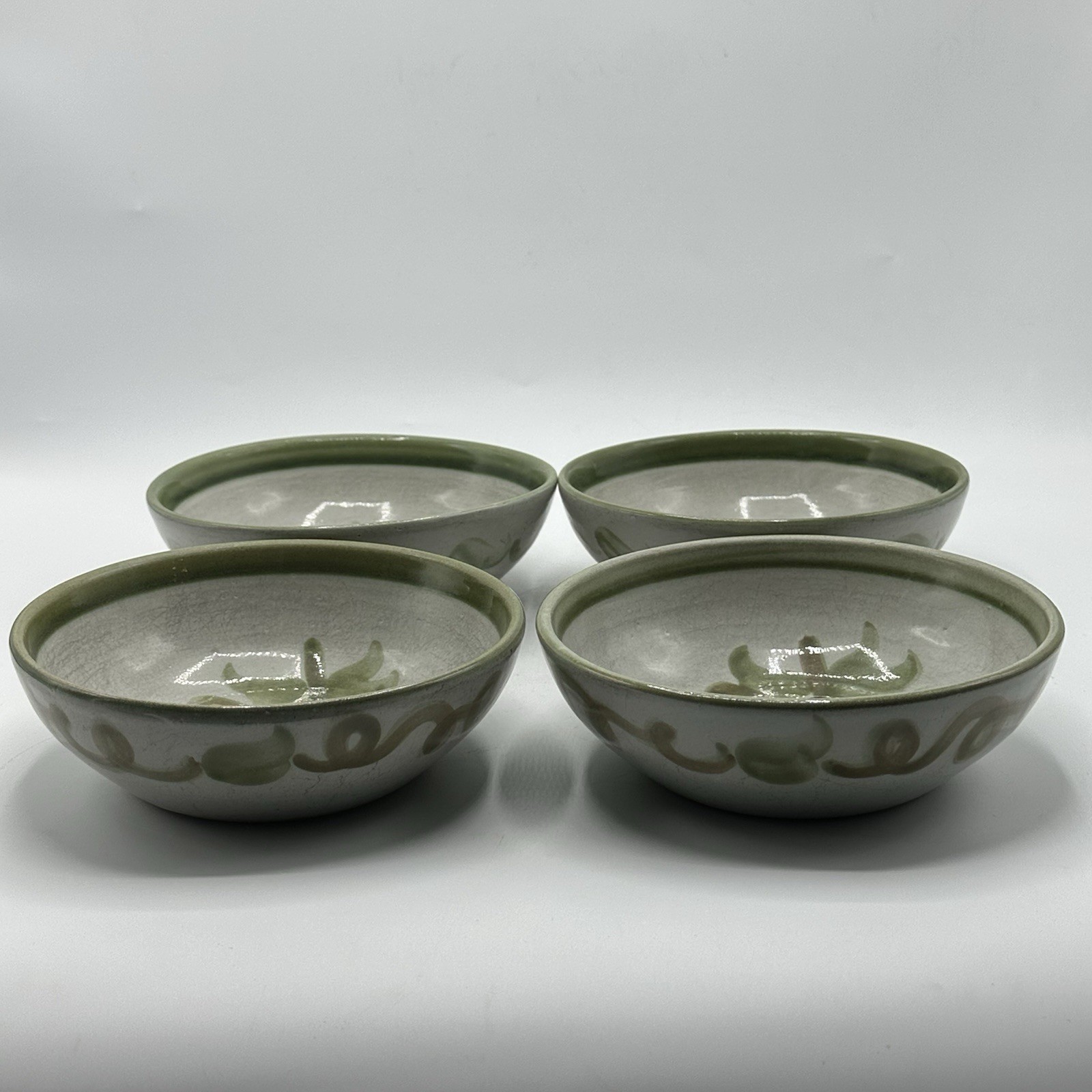 4 Louisville Stoneware Pottery Harvest Pear Soup Cereal 6.5” Bowls SCRATCHED