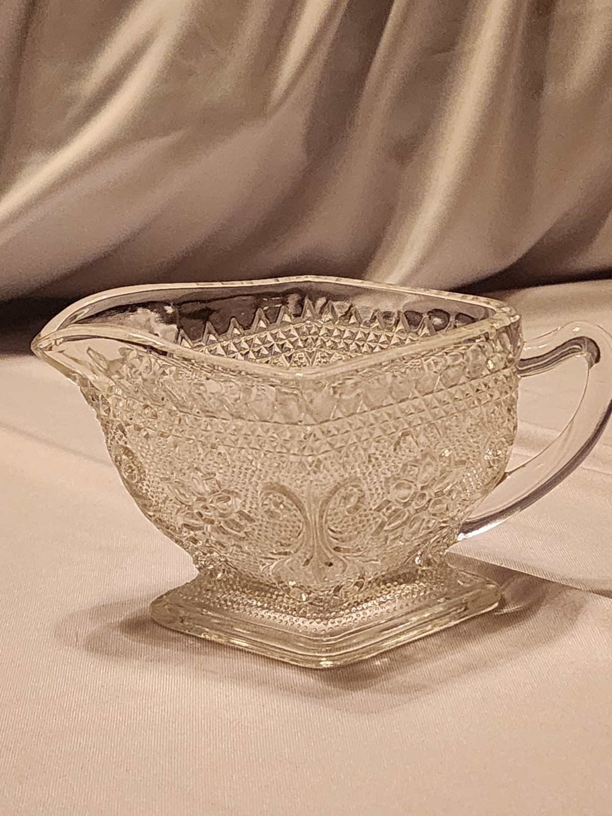 Vintage Indiana Glass Creamer. Tiara Pattern Diamond Shape Creamer/Sauce Boat