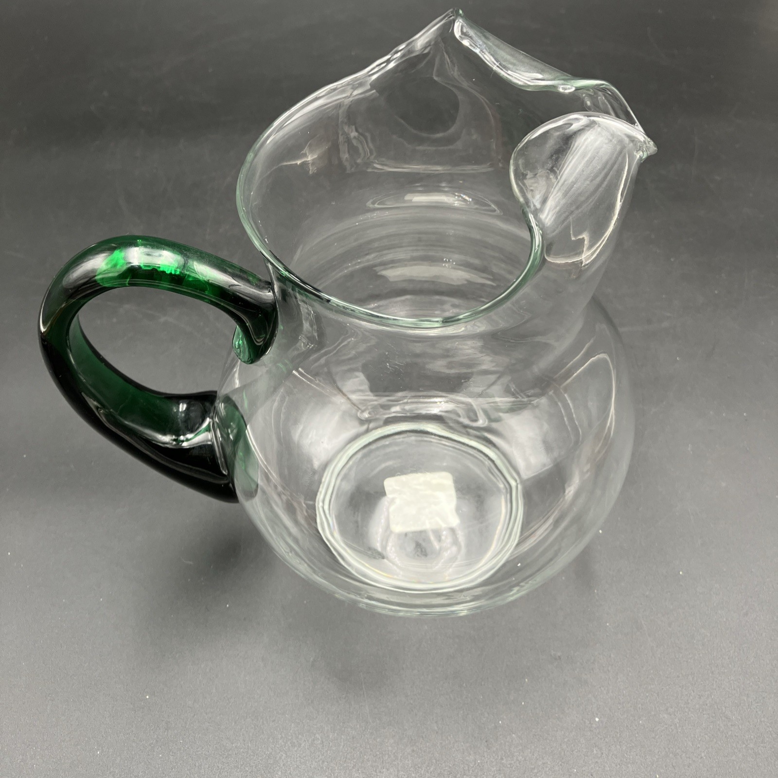 Crisa Clear Glass Pitcher Green Handle 3818-000 Made in Mexico