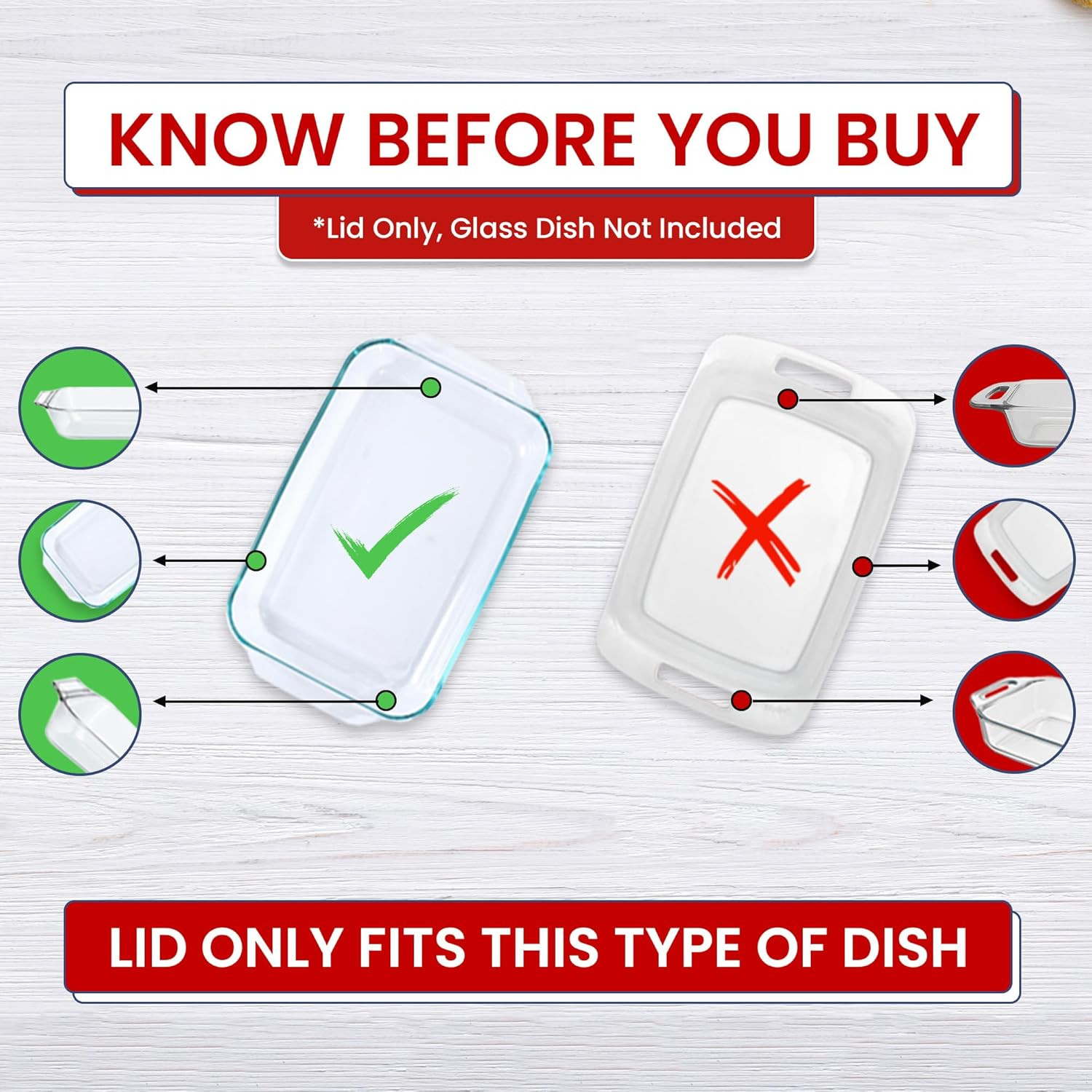 Replacement Lids Fits Pyrex 9X13 233 Glass Casserole Baking Dish Container with