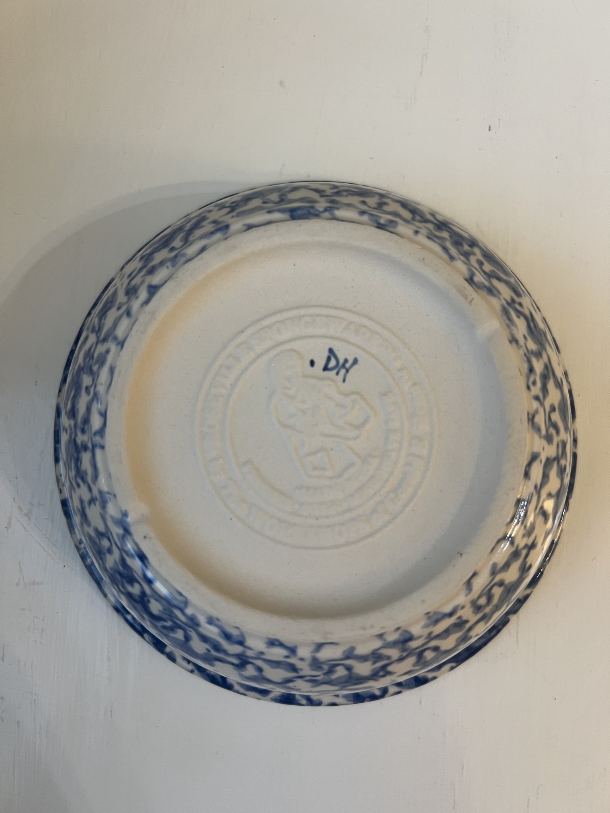 4 Workshops of Gerald E. Henn Blue Spongeware 6 1/2 inch Cereal Bowls