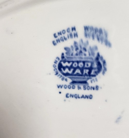 Blue Enoch Woods Ware English Scenery 2 Nesting Oval Serving Bowls Transferware