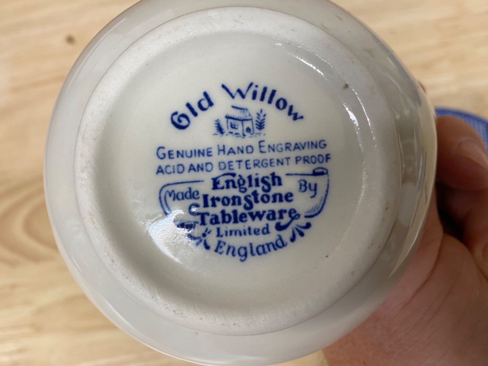 Old Willow English Ironstone Tableware Creamer and saucer Vintage