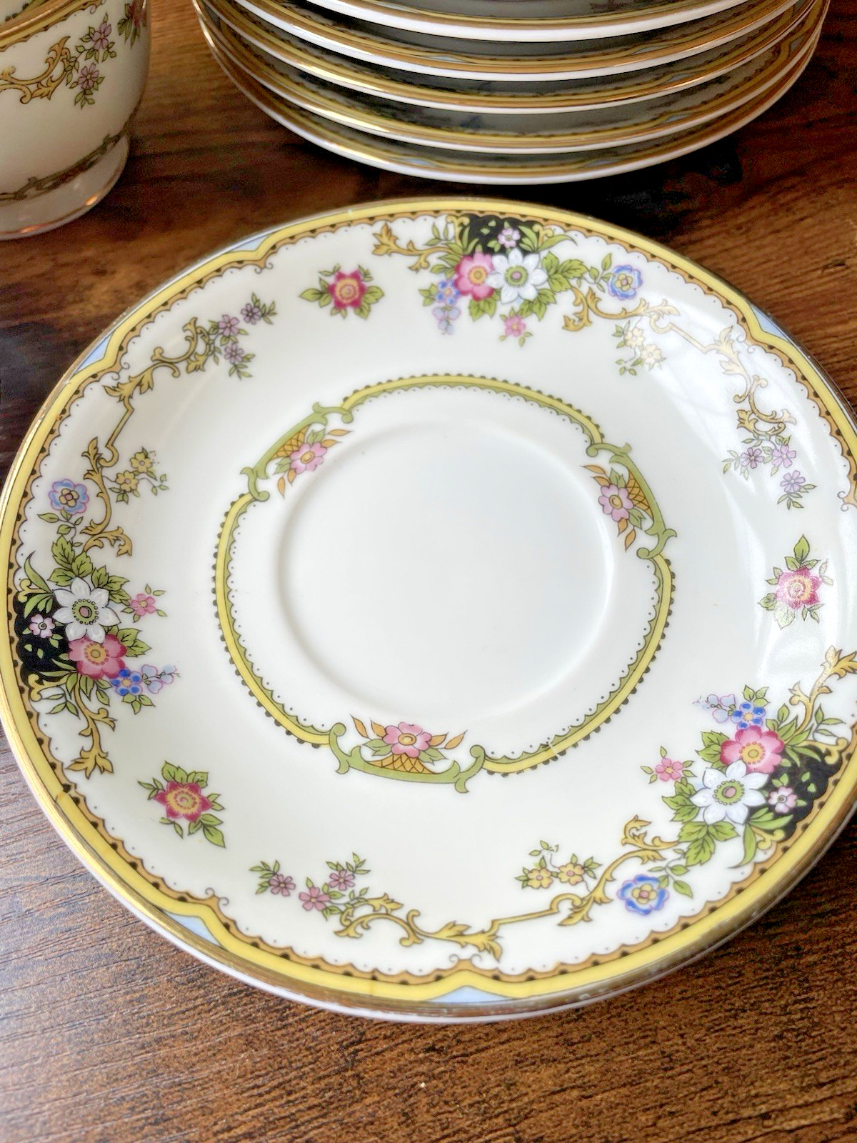 Noritake Tea Cup & Saucer Gold Floral China Vintage Set Cordova 1930’s Japan