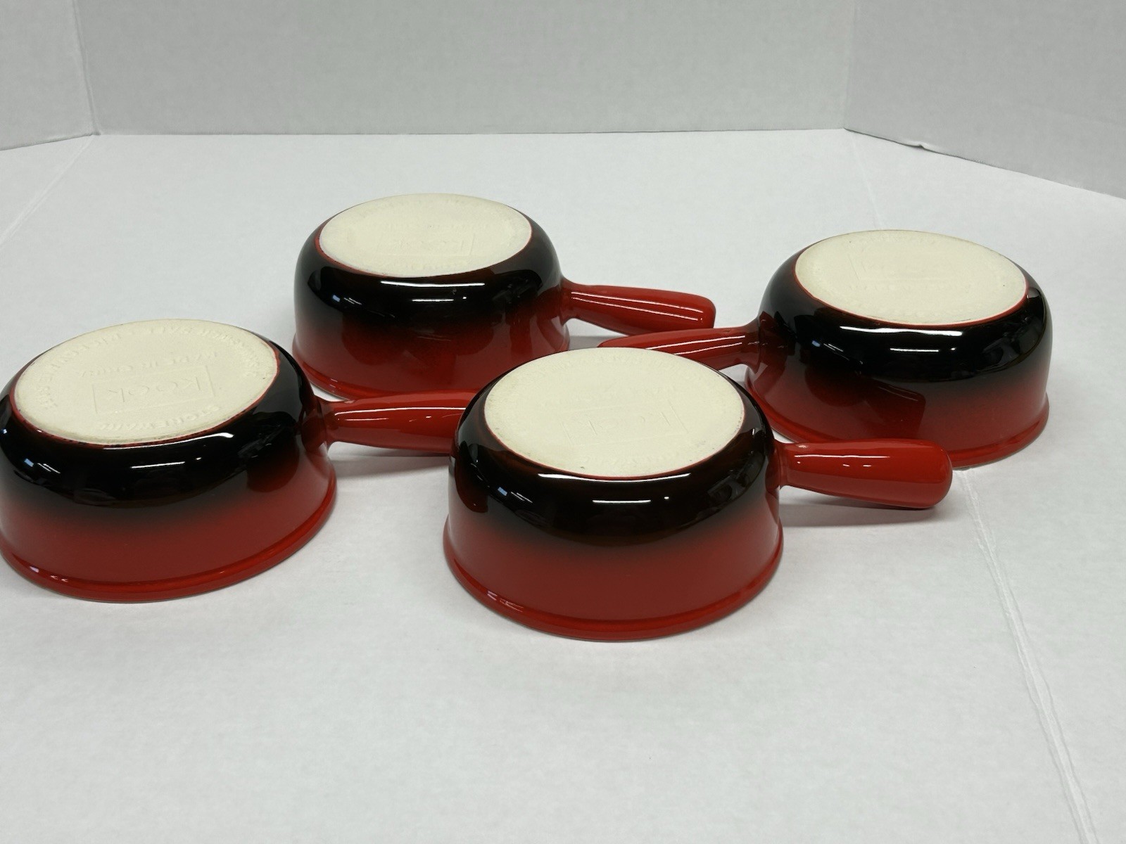 Hombre Red Stoneware French Onion Soup Bowl Crock,15 Oz,Set Of 4