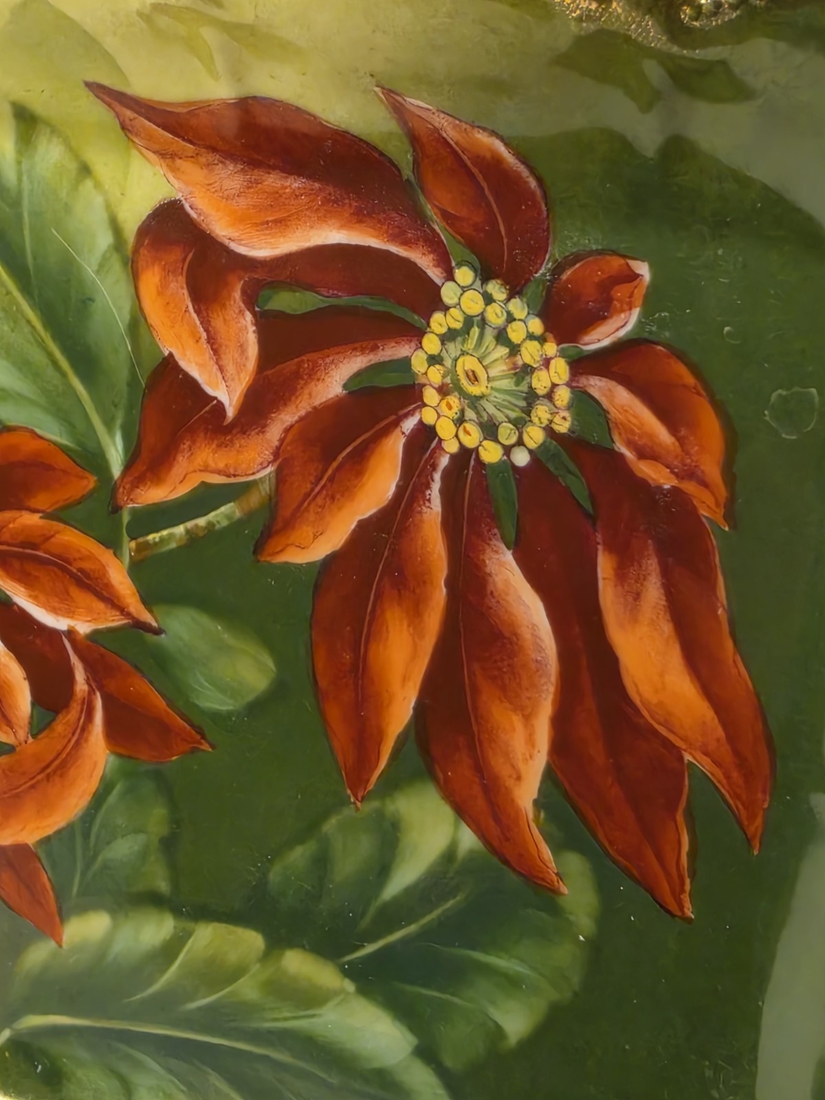 Old Bavaria Porcelain Hand Painted POINSETTIA Rectangular Vanity Tray