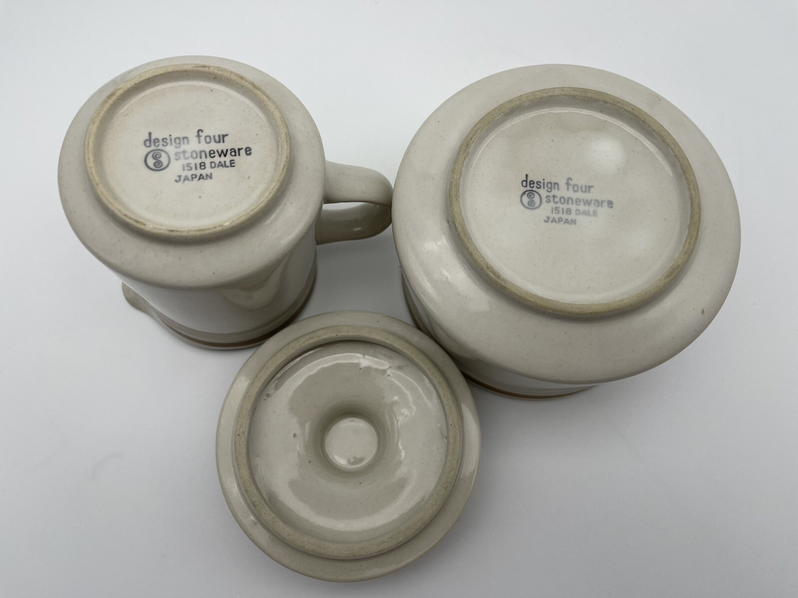 Vintage Design Four Stoneware 1518 Dale Japan Creamer and Sugar Bowl.