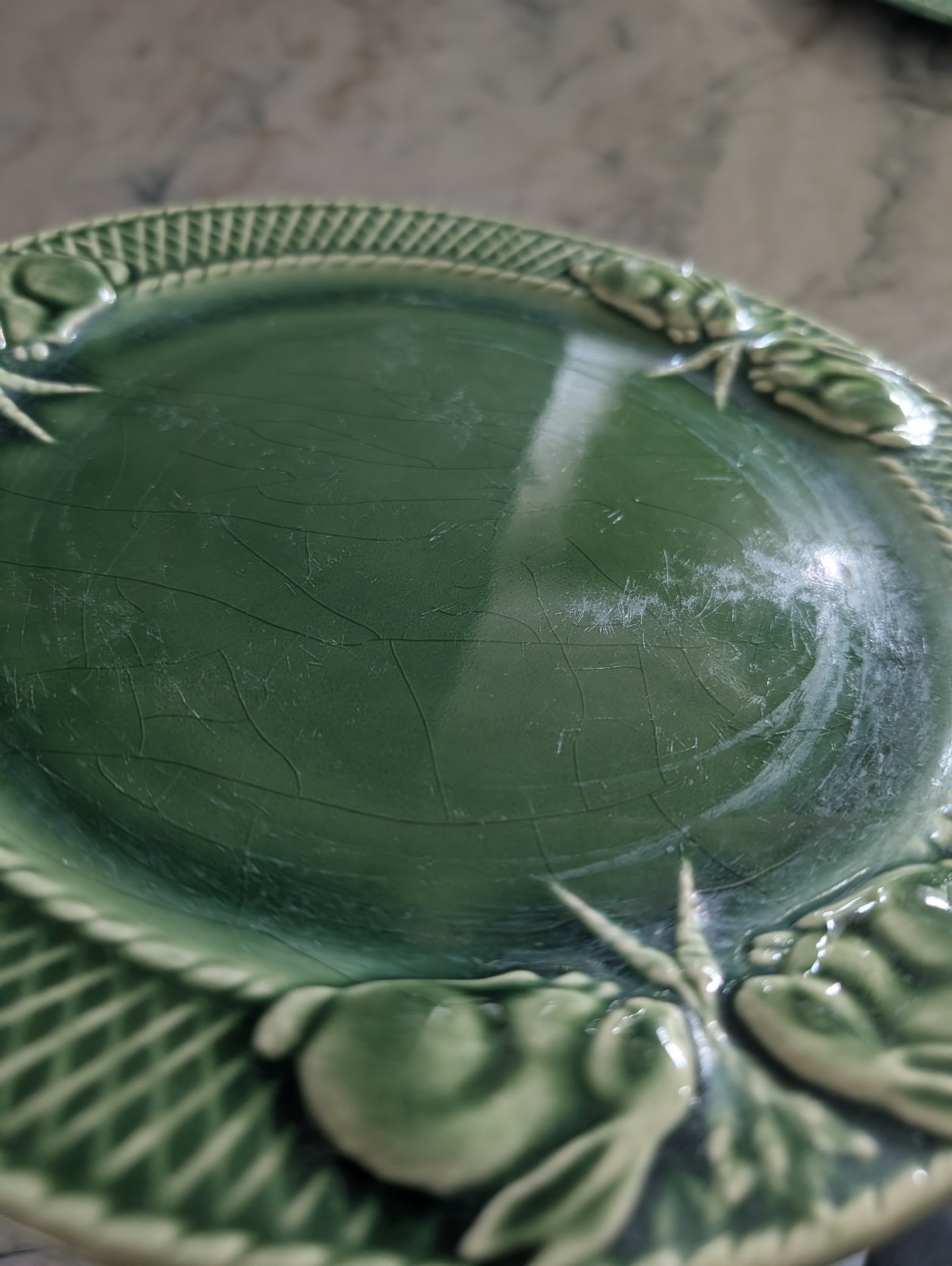 Vtg Bordallo Pinheiro Rabbit Green Dinner Plate 10.25″ Set Of 2 Read Description