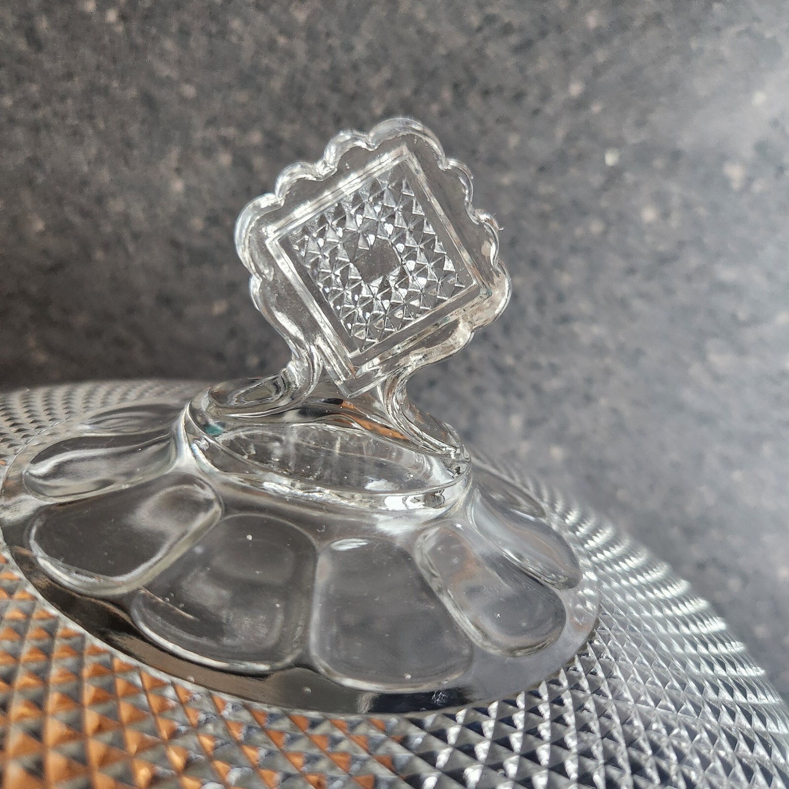 1870s Central Glass Co #439 Diamond Point Footed Glass Compote Comport With Lid