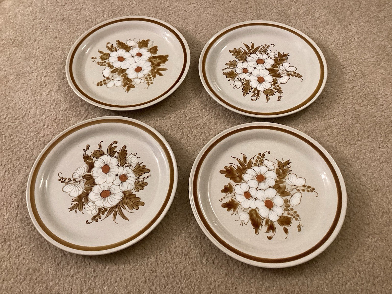 VTG Mountain Wood Collection “Dried Flowers” Stoneware Dinner Plate Set Of 4