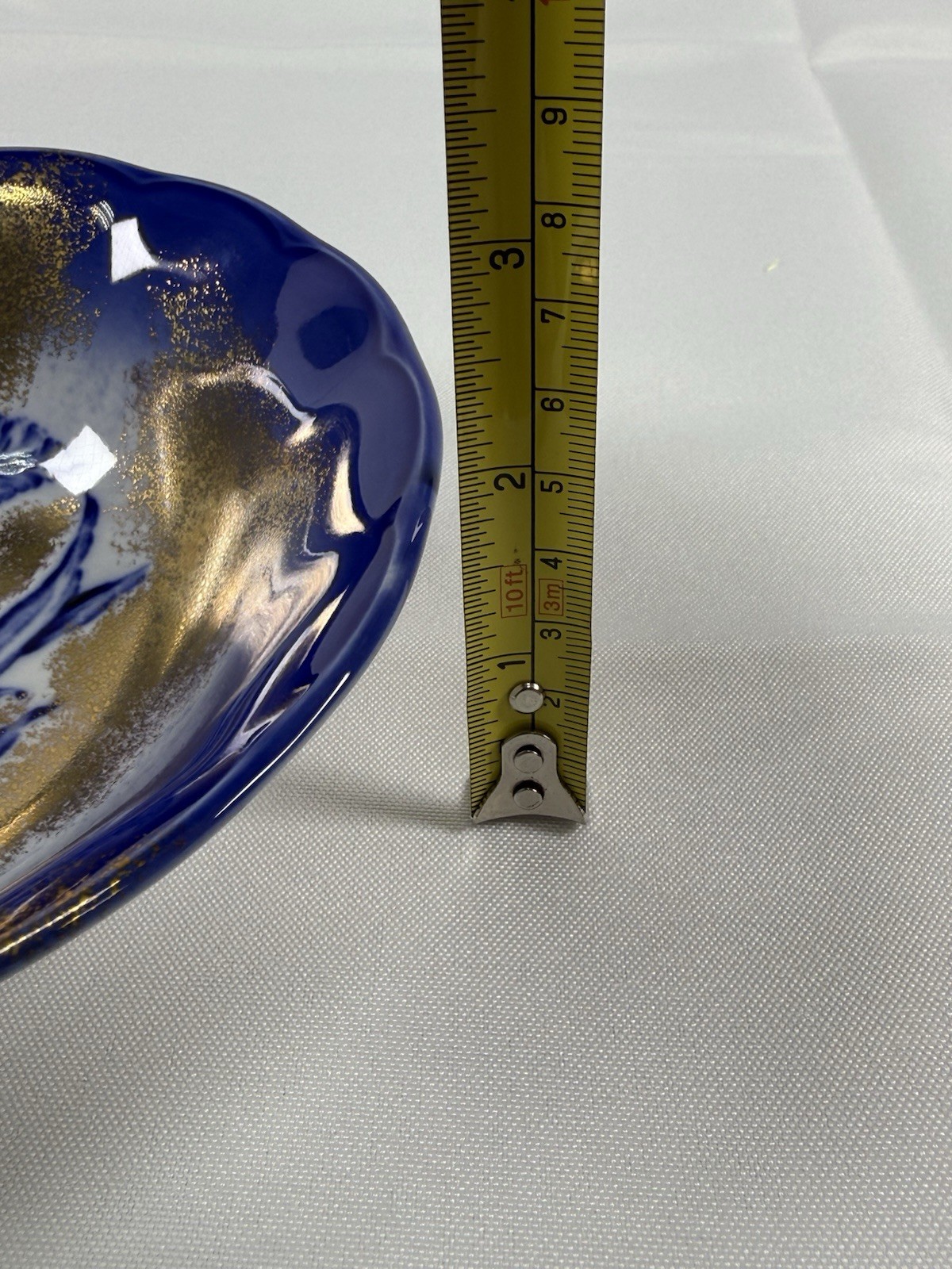Vintage Victoria Ironstone Flow Blue Iris Bowl Staffordshire England Gilt 6.75″