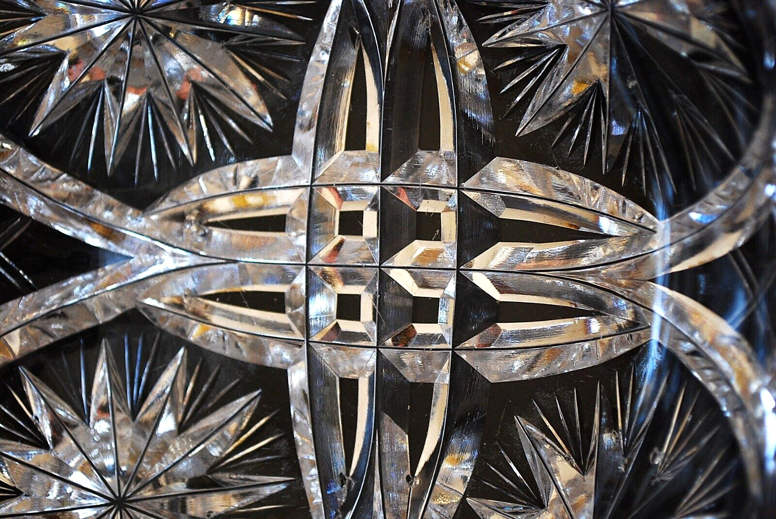 EARLY Antique ABP American Brilliant Period STAR/Xs Hand Cut CRYSTAL BOWL Heavy