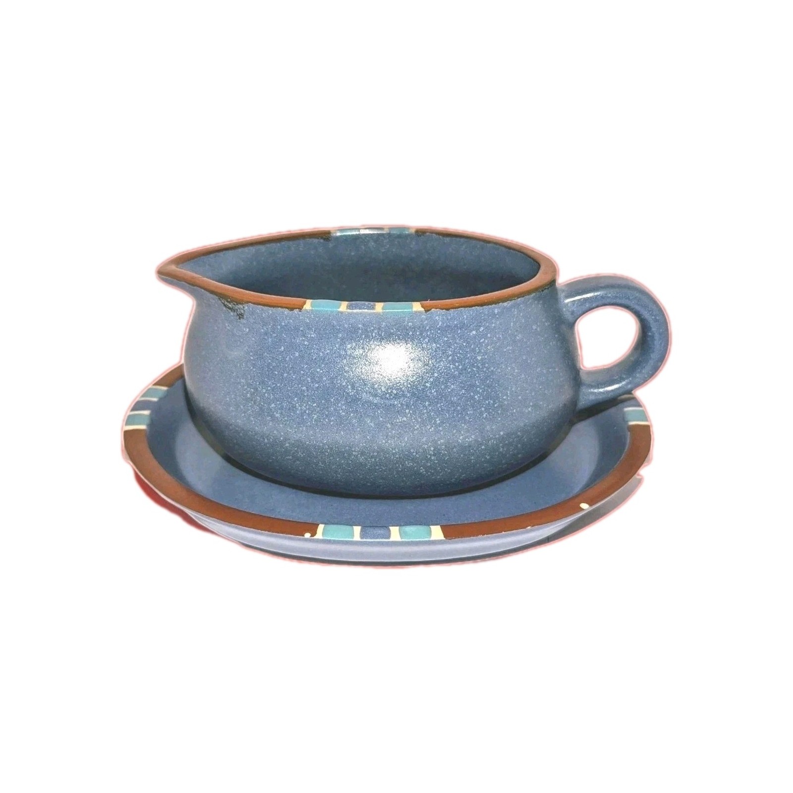 Vtg Dansk Mesa Sky Blue Gravy Boat Pitcher Server & Underplate Nice Condition