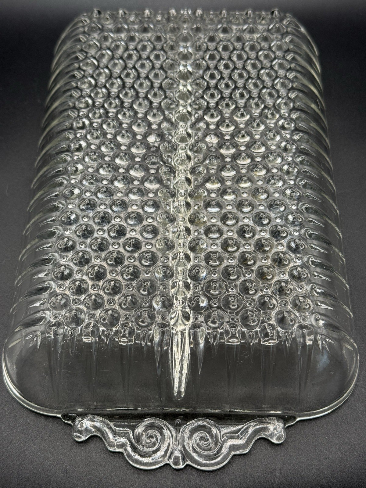 Vintage Anchor Hocking Hobnail Divided 2-Part Relish Dish Serving Tray 10″ NICE!