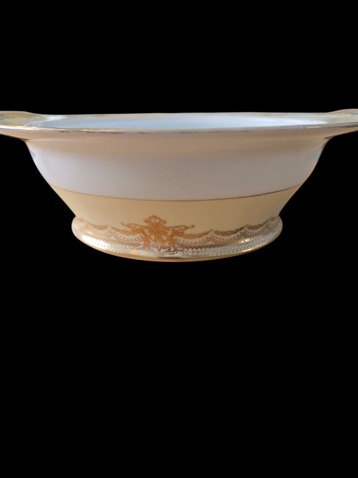 Noritake Gold Trim Handpainted Galatea Covered Serving Bowl Japan 10.25″ X 5″