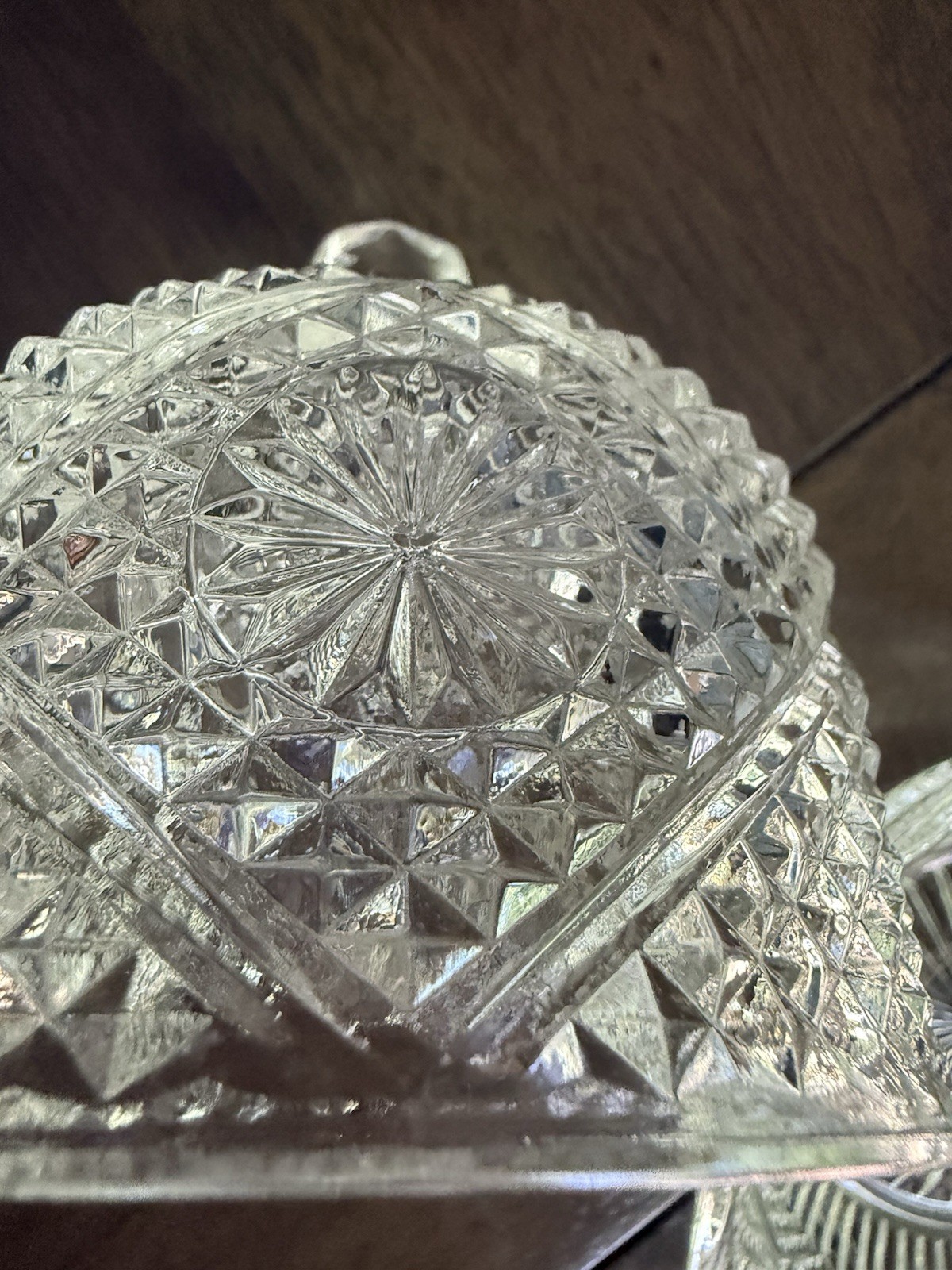 Vintage Pressed Glass Covered Candy Dish Dresser Jar With Underplate