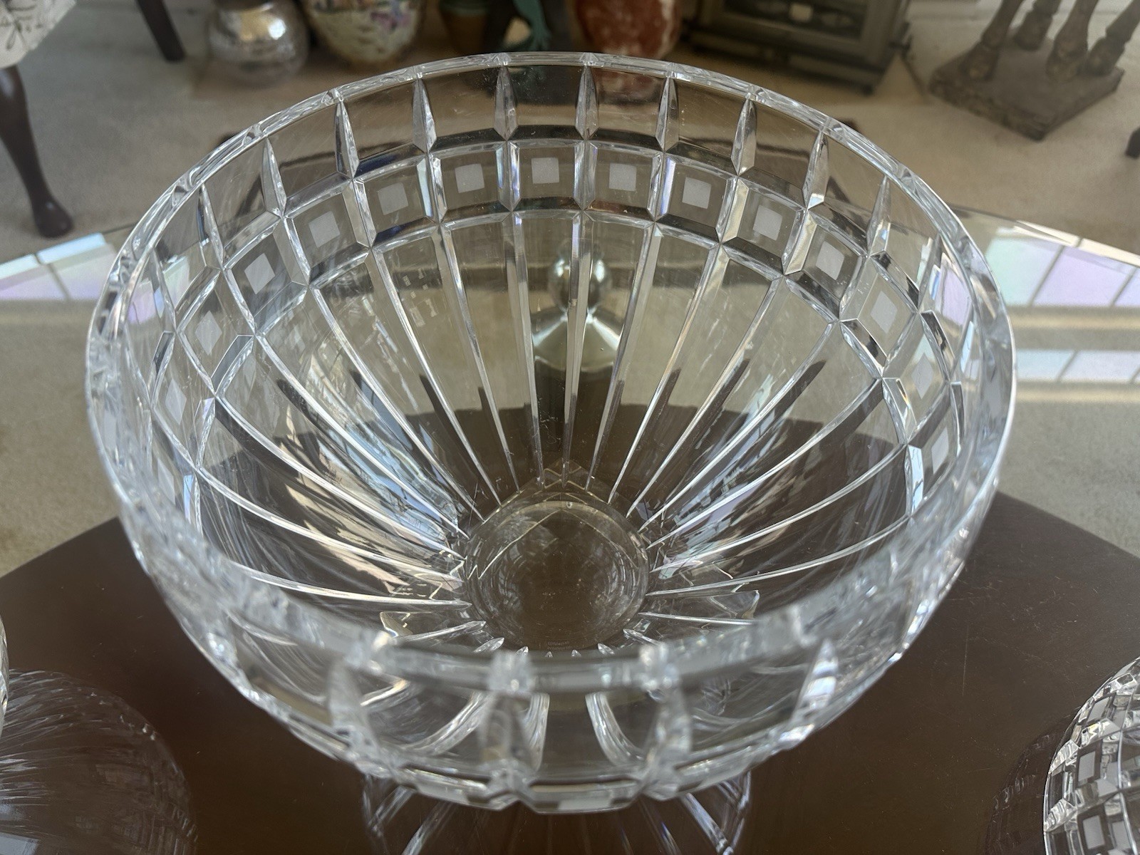 VTG Marquis by Waterford Quadrata Crystal Bowls Signed 3pc Centerpiece Poland