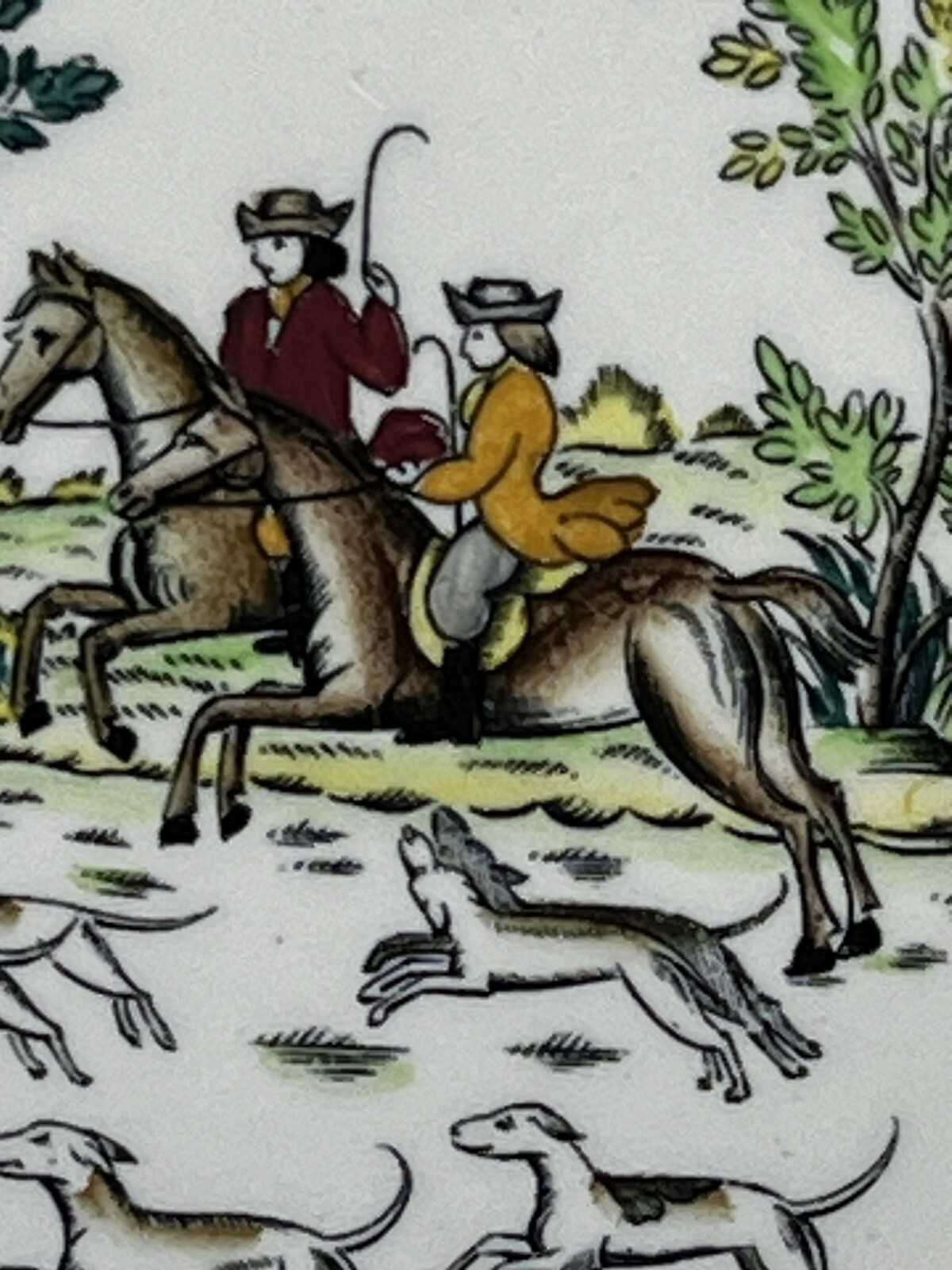 6 Rare ATQ Vintage 1920’s Booths Hand Painted Liverpool Hunt Plates A 8090 6.75”