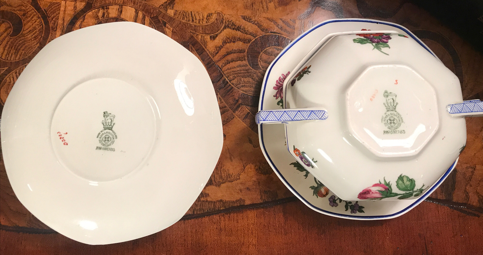 Antique Royal Doulton Cream Soup Bowl & Saucer Nanakin RdNo 597,783 Made England