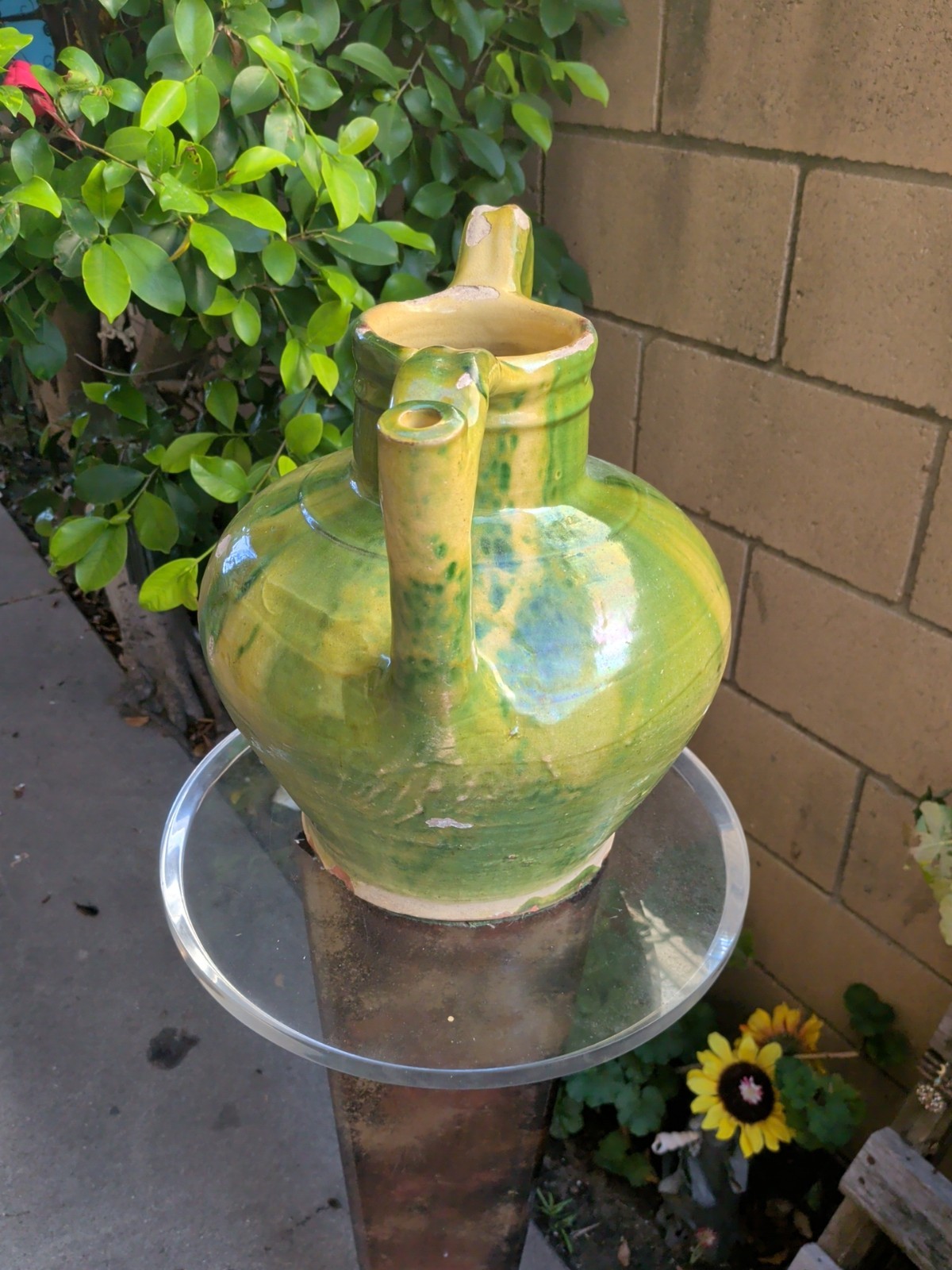 FRENCH ANTIQUE WATER JUG POTTERY VINTAGE CRUCHE EARTHENWARE CERAMIC VESSEL