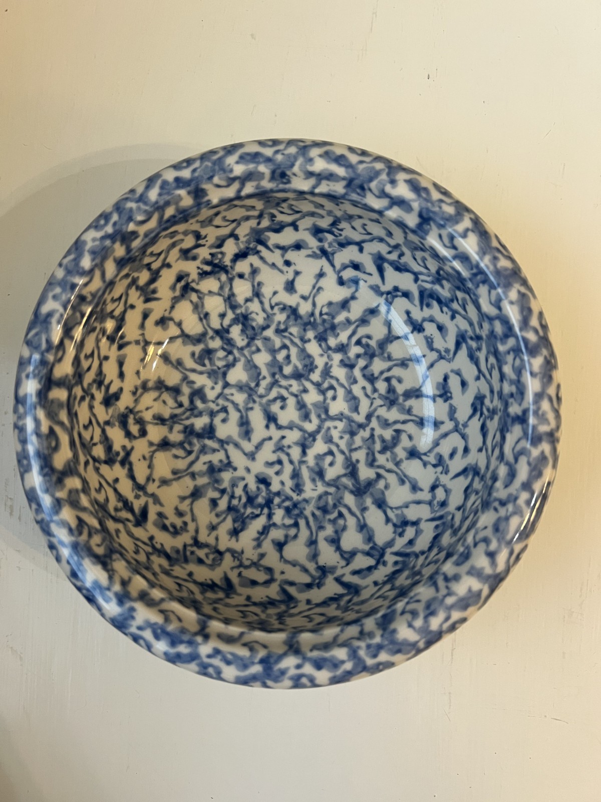 4 Workshops of Gerald E. Henn Blue Spongeware 6 1/2 inch Cereal Bowls