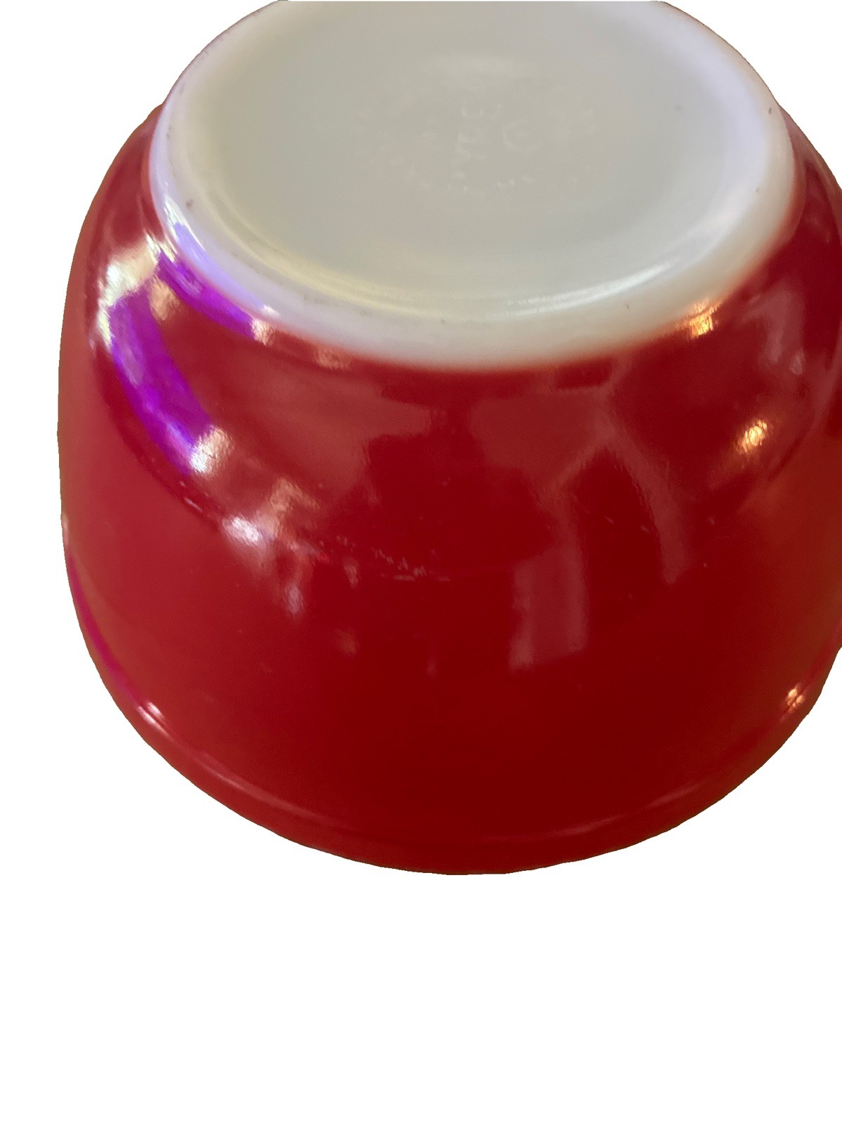Red Pyrex Primary Colors Mixing Bowl; Early 1940’s T.M. REG Mark for 402 Size