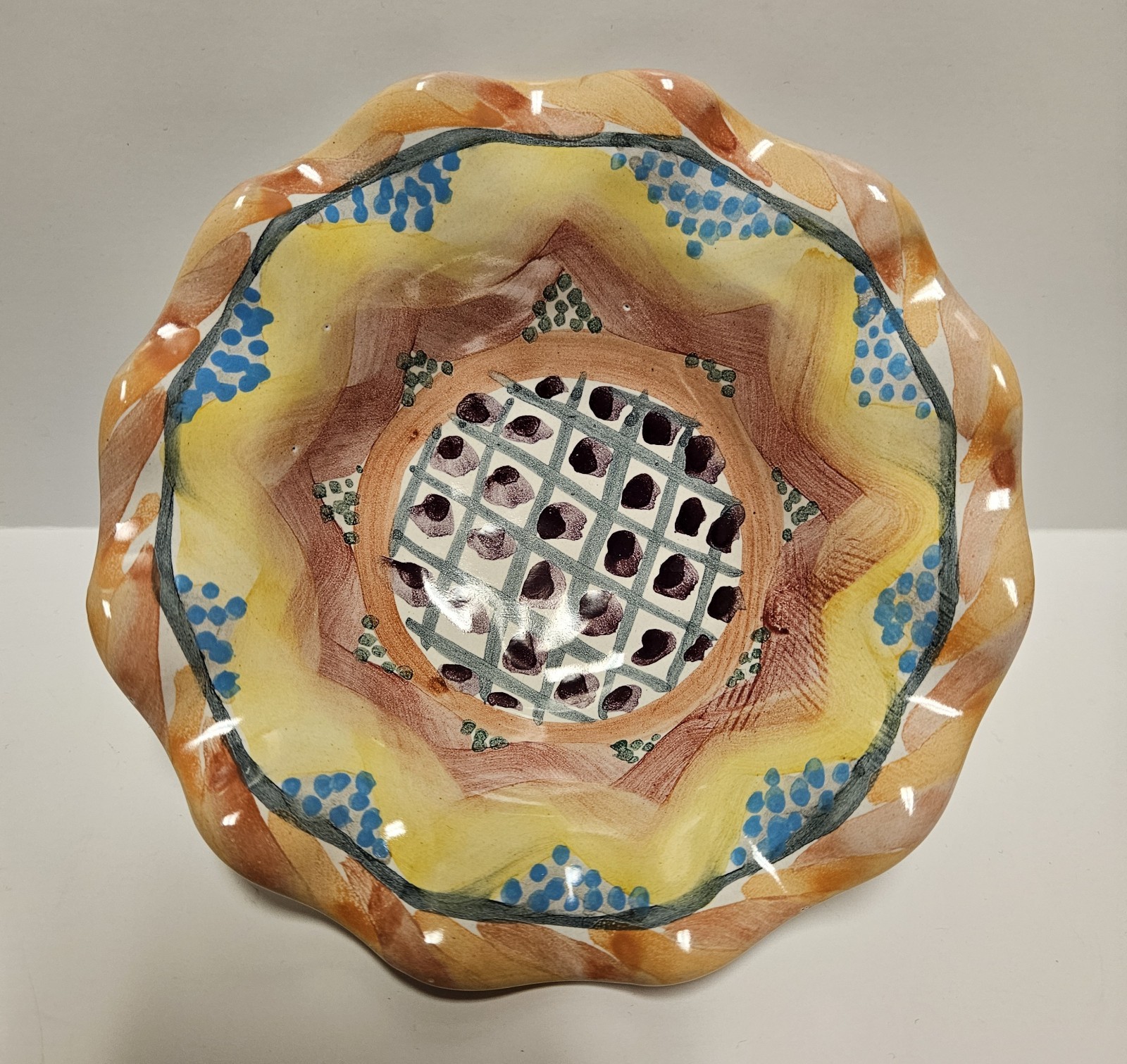 Mackenzie Childs Keukenhof Bowl Fruit Dessert Sauce Bowl 5 7/8″ 1997 Fluted