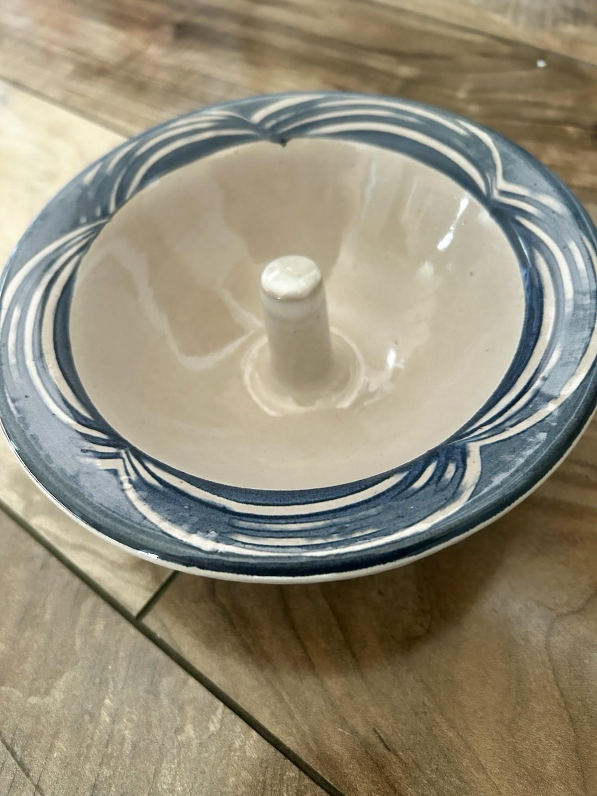 Vintage The Original Apple Baker Christian Ridge Pottery Dish Blue Swirl Maine