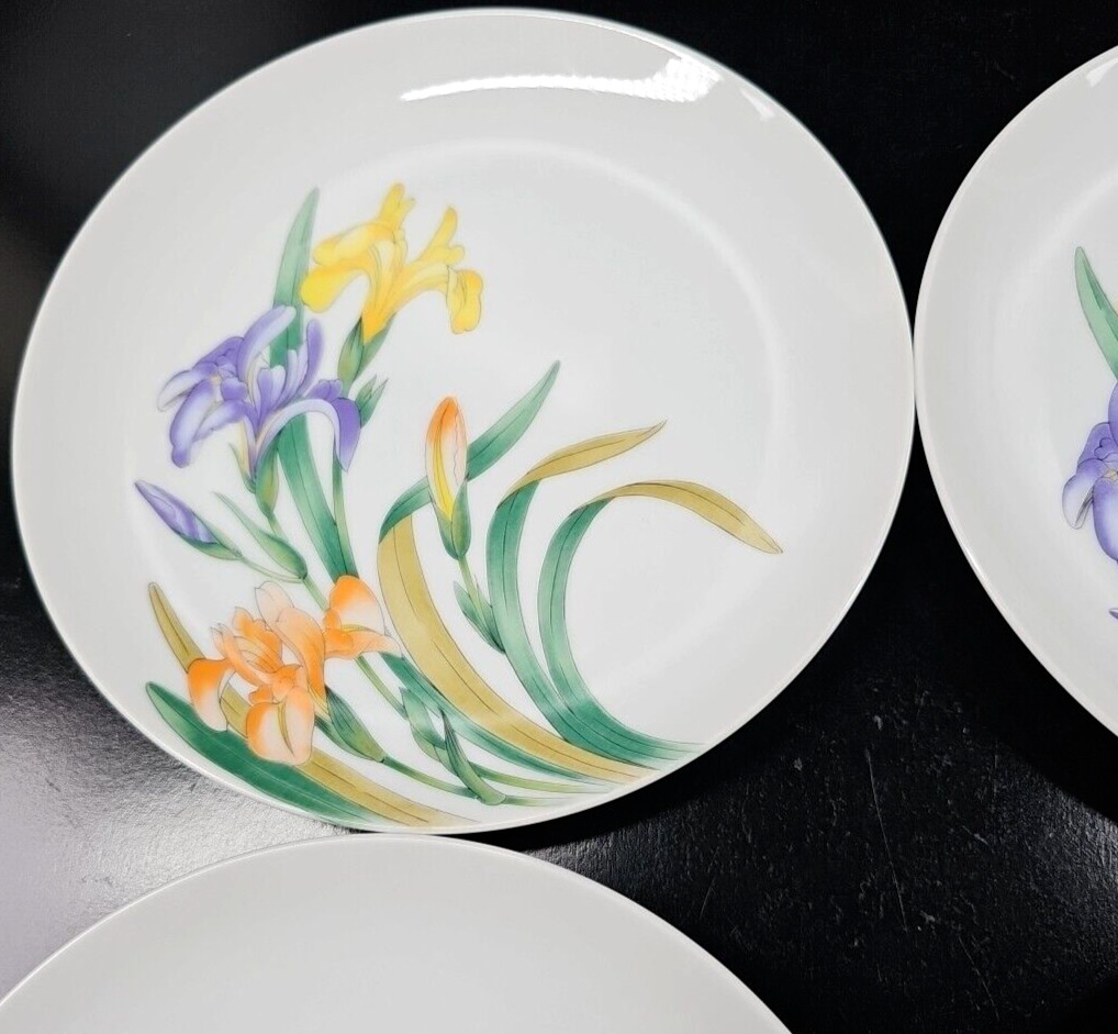 6 Shafford Jardin Des Iris Salad Plate Set Vintage Floral Dishes Japan Retro Lot