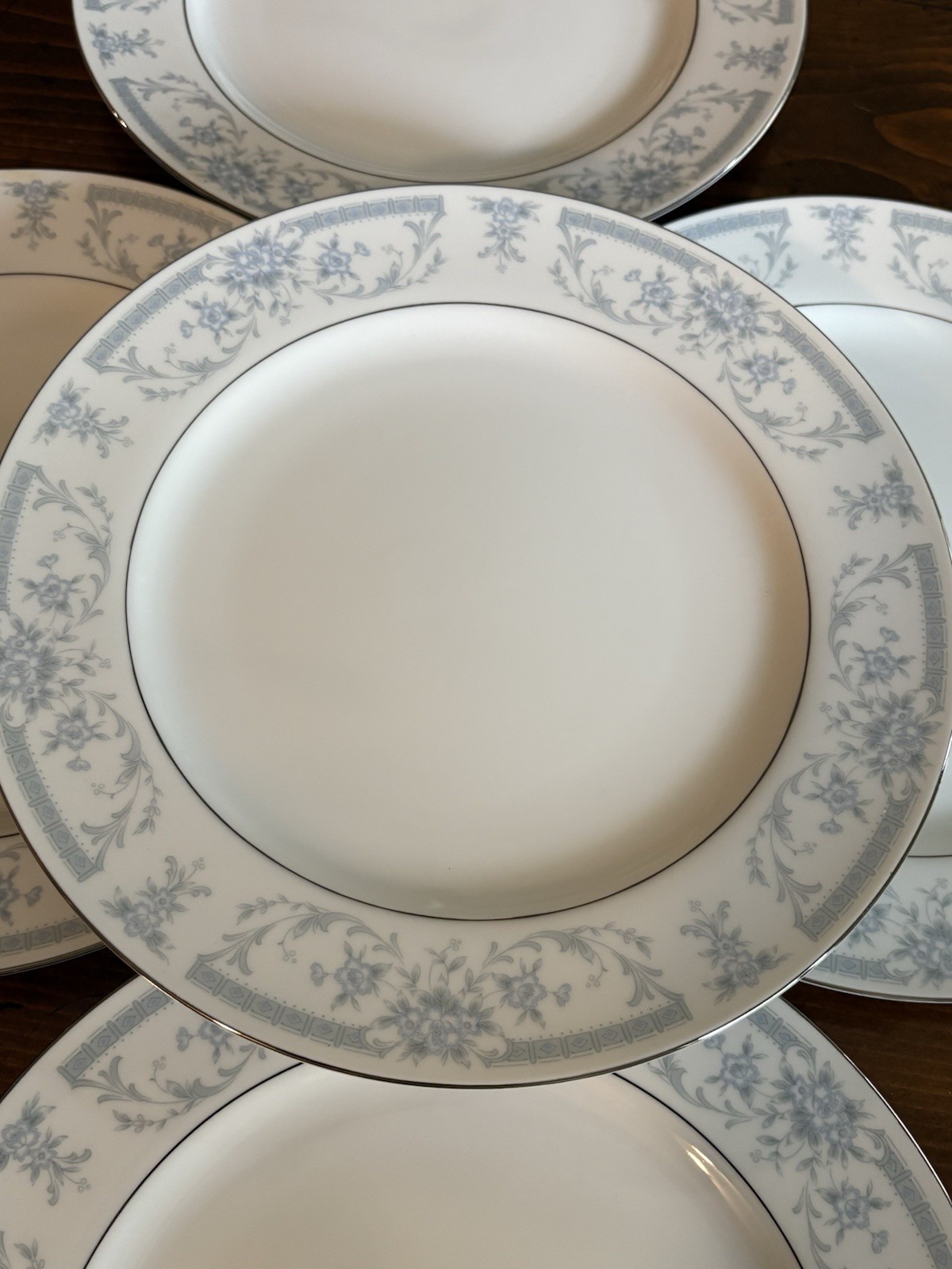 Sheffield Blue Whisper China 10.25″ Dinner Plate Replacements (5)- New Old Stock
