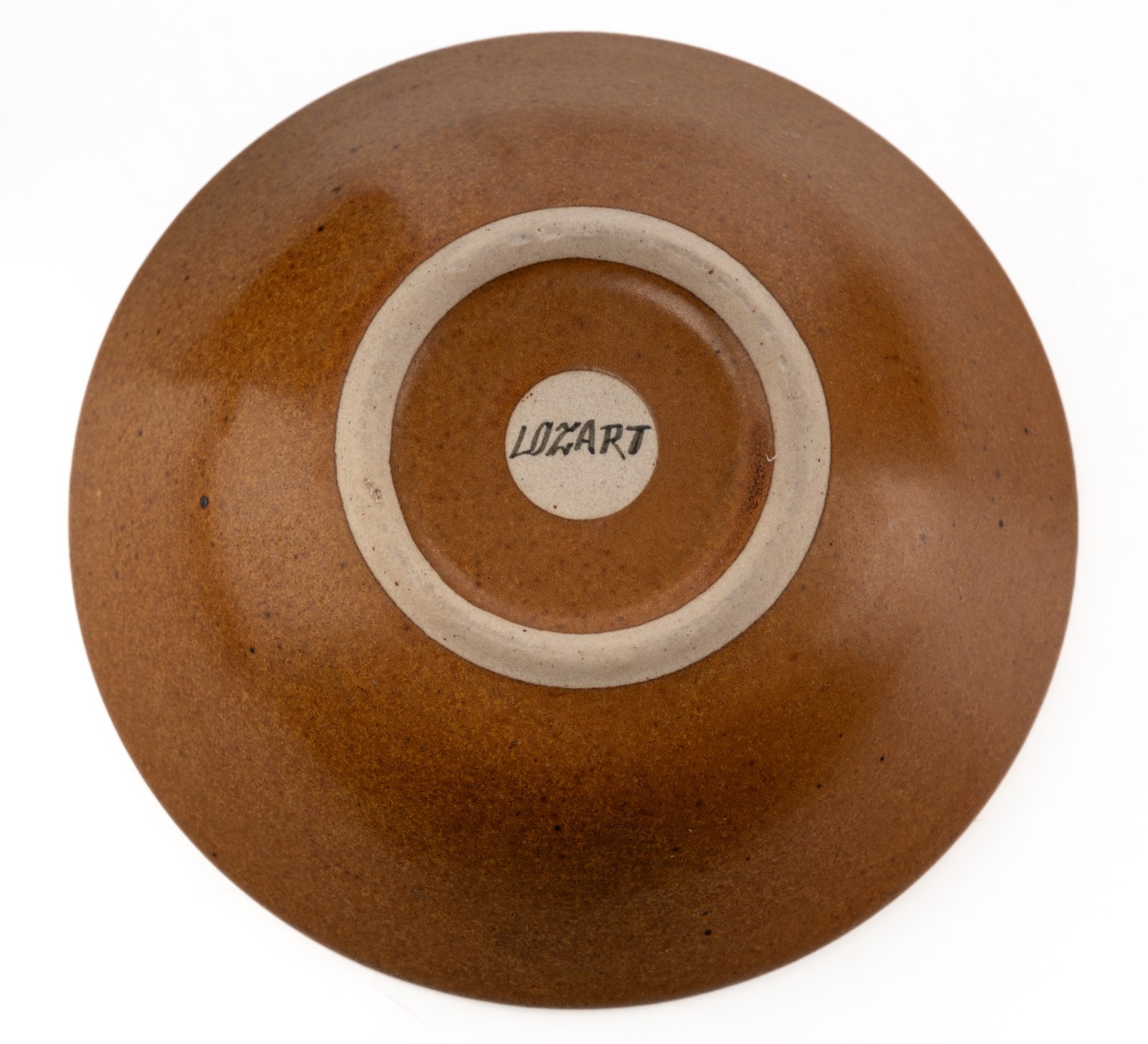 Lozart High Temperature Ceramics Stoneware Bowl 7x2in 1lbs Brown-Orange Used VG
