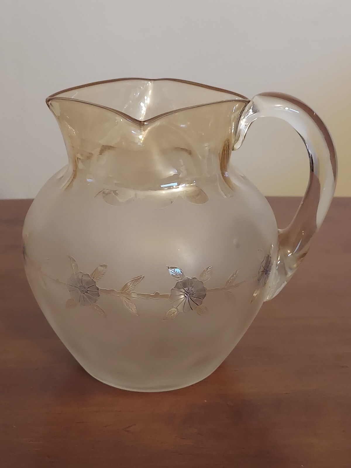 Antique POMONA New England CORNFLOWER Art Glass Lemonade PITCHER Water TUMBLERS
