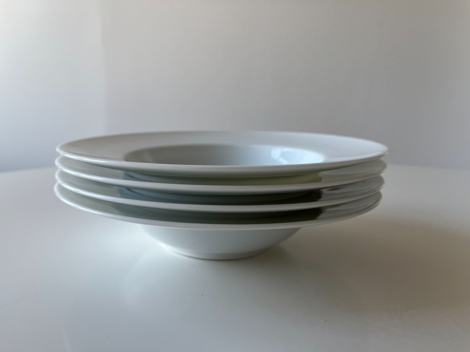 Set of 4 Raynaud Limoges Menton Collection White Rim Plate Deep Soup Pasta NEW