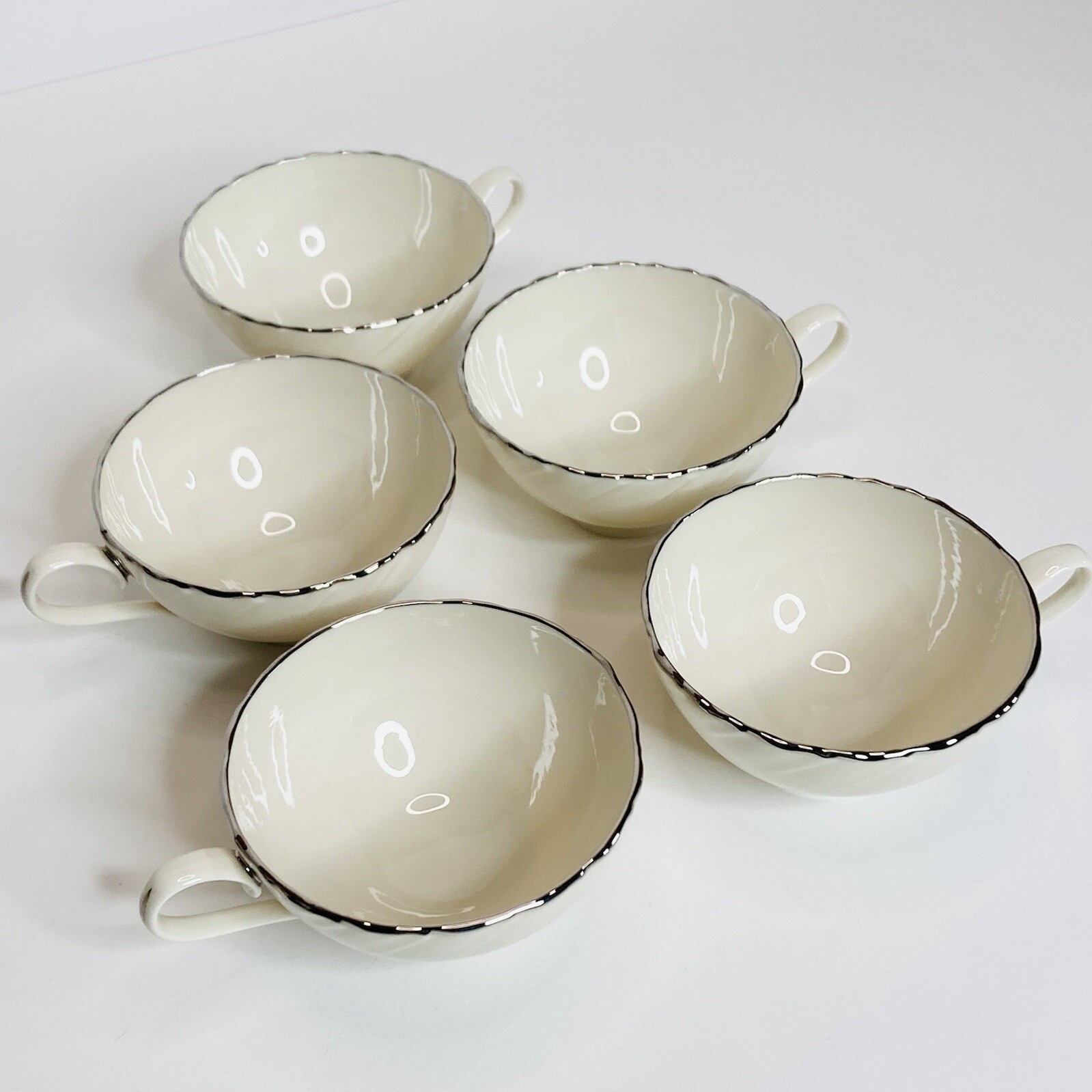 Lenox Weatherly Platinum Teacup Ivory White Silver Rim And Handle Made In USA