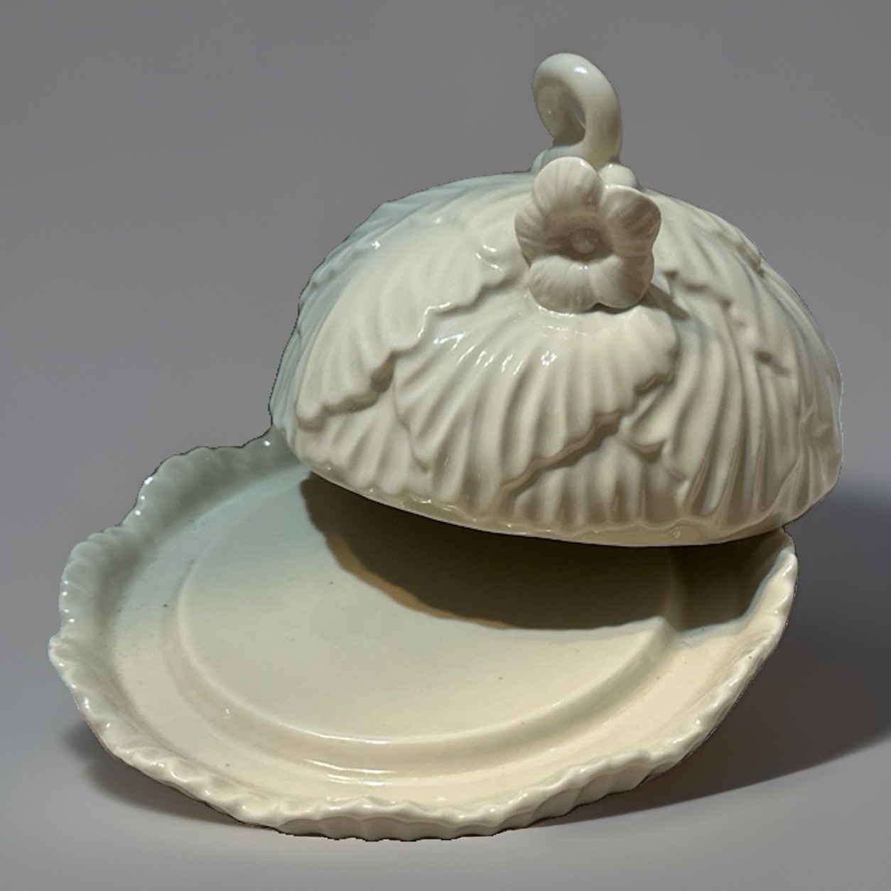Silvestri Ceramic Butter / Cheese Dish With Cabbage Leaf Domed Lid 7”X 4.25”