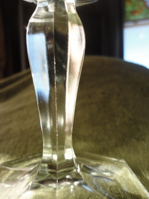 US Glass Co Floral & Diamond Pedestal Bowl Compote 5-1/2 in tall Vintage