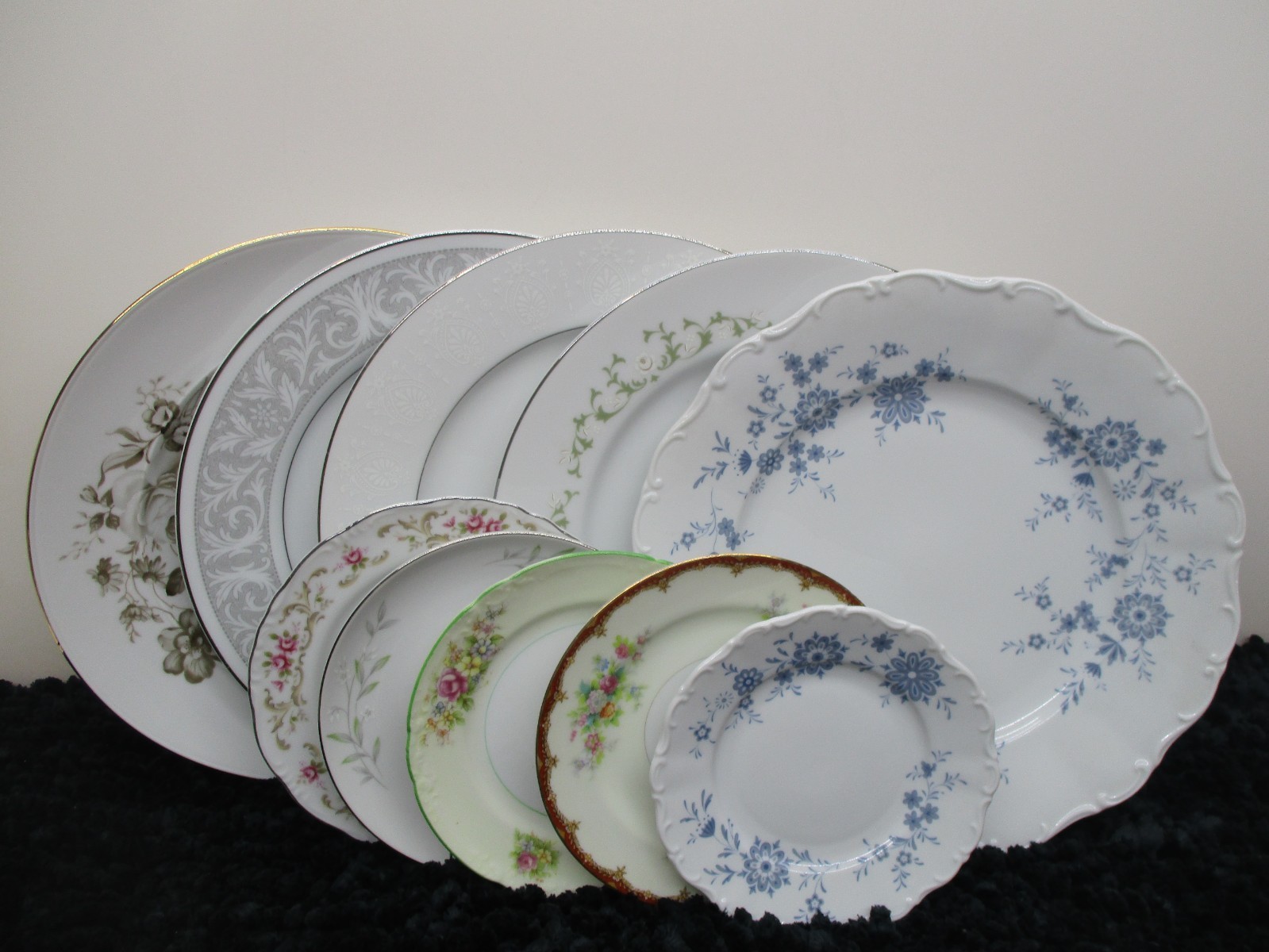 Vintage Mismatched China Dinner Plates & Bread Plates ~ 10pcs-Beautiful-Colorful