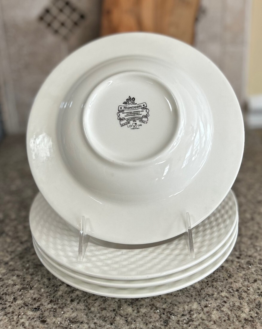 Pagnossin~President White~Treviso~Ironstone~Rim Soup~ Bowls~Italy~Four