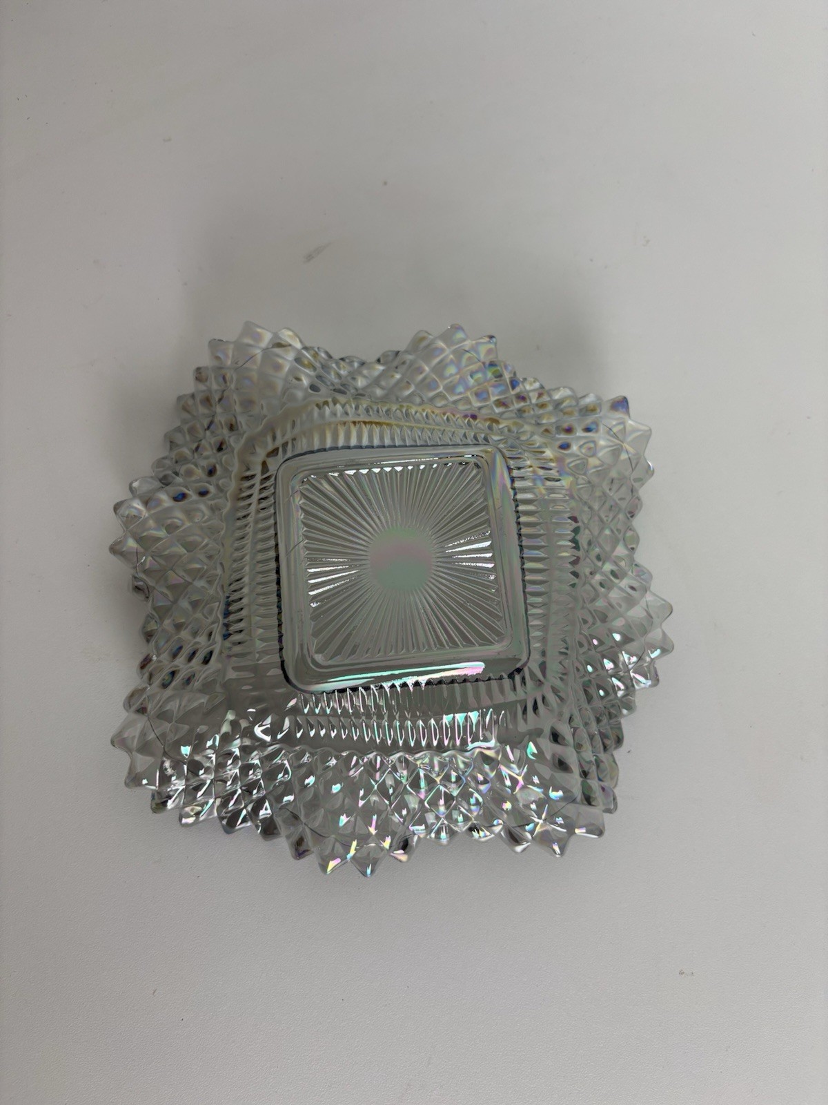 VTG Indiana Glass Smokey Grey Diamond Sawtooth Candy/ Trinket Dish
