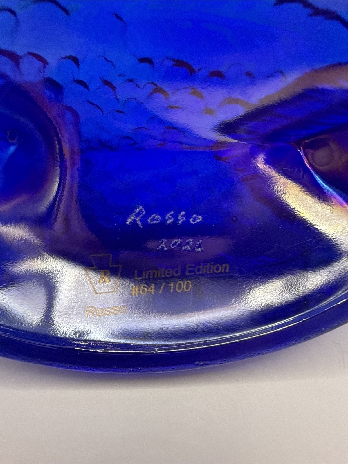 Mosser Limited Edition Signed Hen on Nest (64 of 100) Cobalt Satin Head And Tail