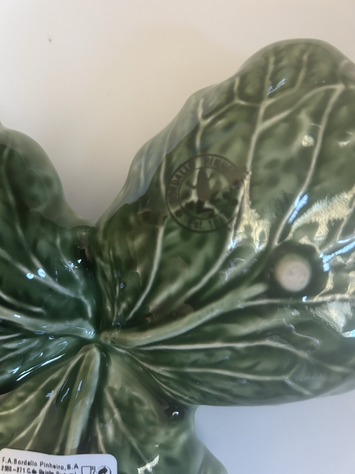 Bordallo Pinheiro Green Cabbage Leaf Olive Dish New