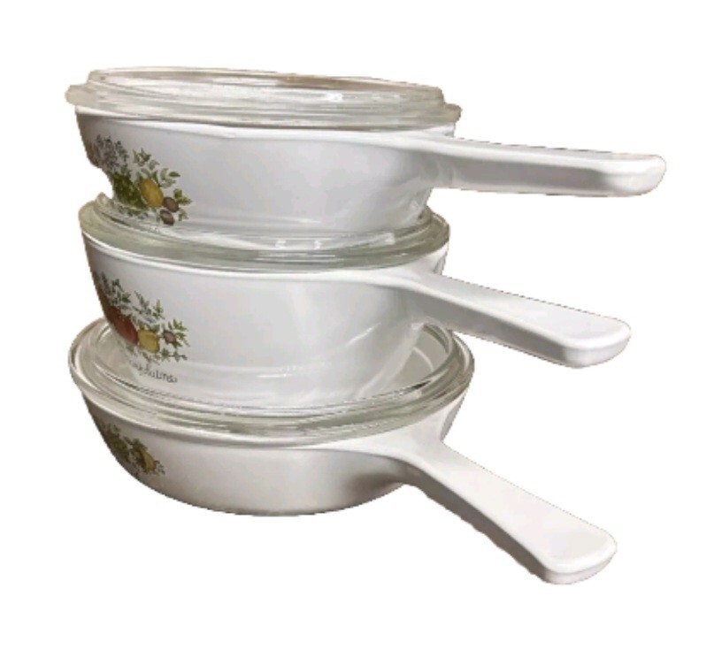 Set of 3 Corning Spice of Life P-81-B P-82-B, P-83-B Saucepan Skillet 6pc EXC