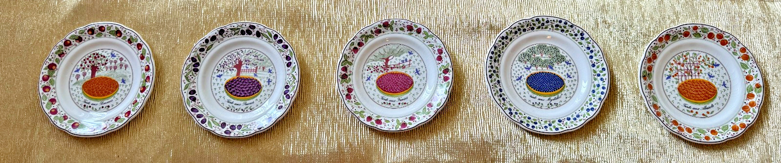 5 Gien Tart Plates Marie-Pierre Boitard 7.5 inches France