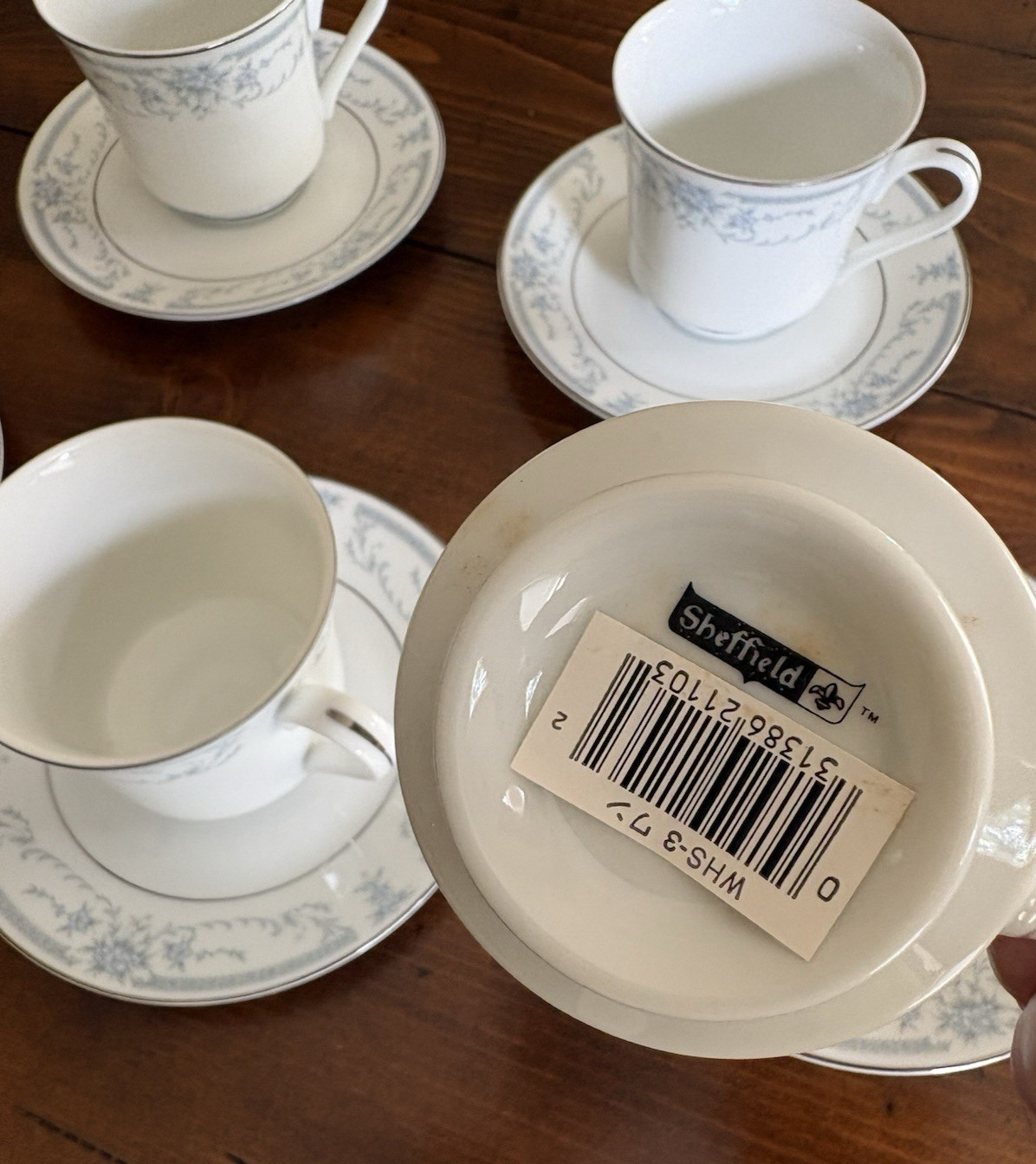 Blue Whisper China By Sheffield-Coffee/Tea Cup & Saucer Replacements (5) – 1985
