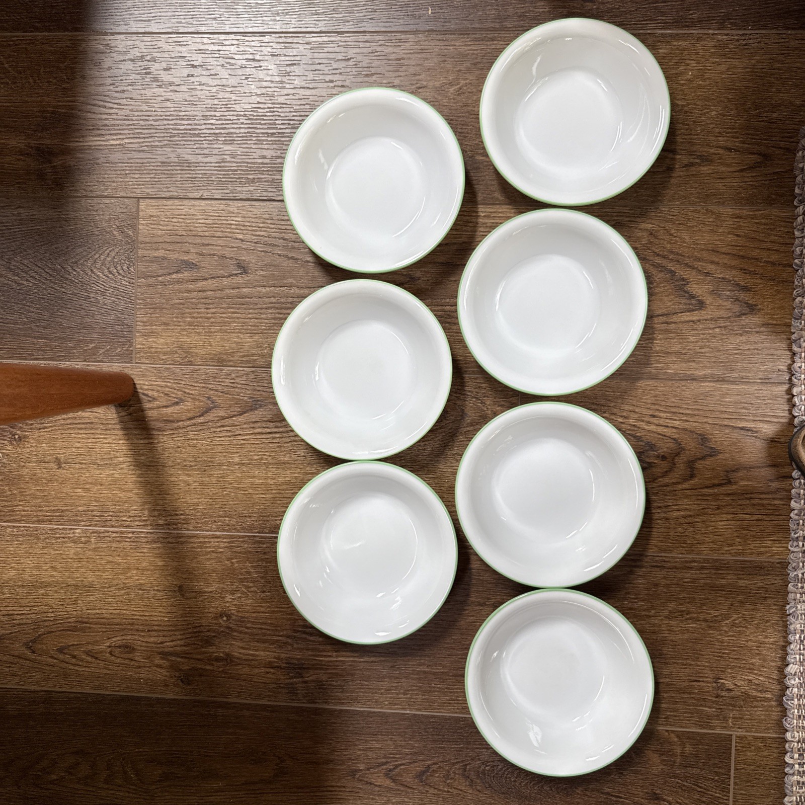 Corelle Spring Blossom Garden Ivy Green Rim Bowls 7.25″ Soup Cereal Set of 7