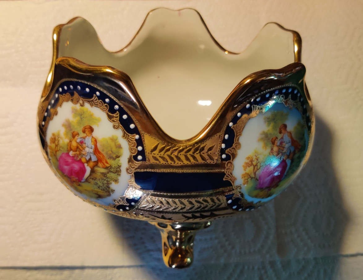 Limoge Design Decorative Porcelin Bowl 8″ round x 6-1/2″ H