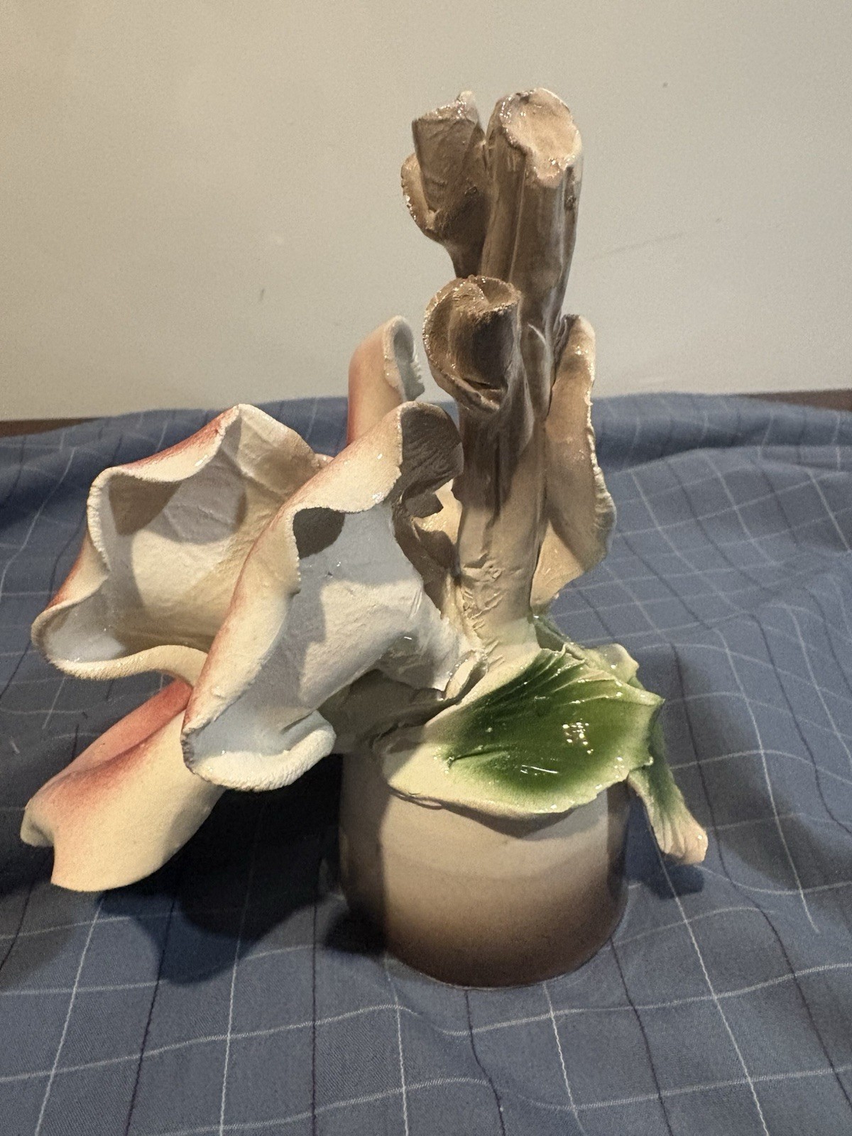4 Vintage 1920’s Italian Capodimonte Flowers Roses Handmade In Italy