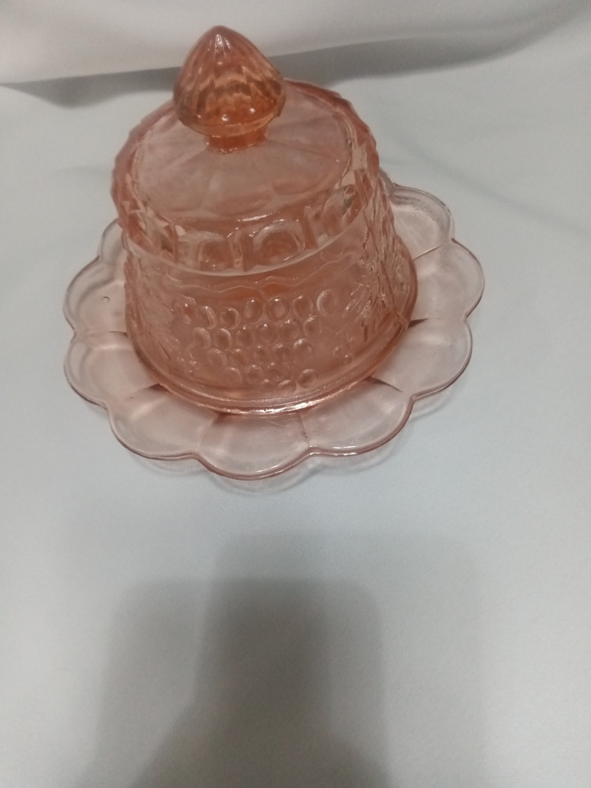 VINTAGE Mosser Pink Grape & Cable Round Butter/Cheese Dish