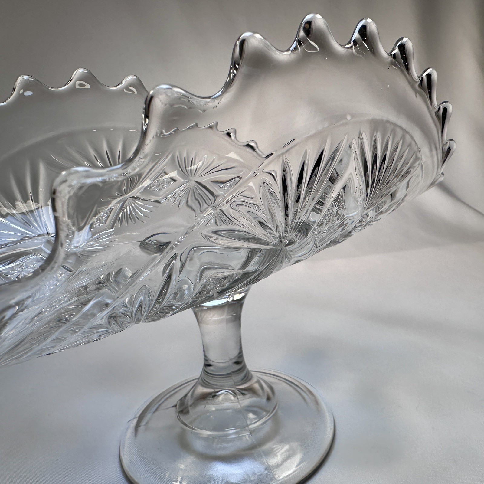 Bryce Glass Co. Footed Banana Stand. EAPG “Sheaf & Diamonds”