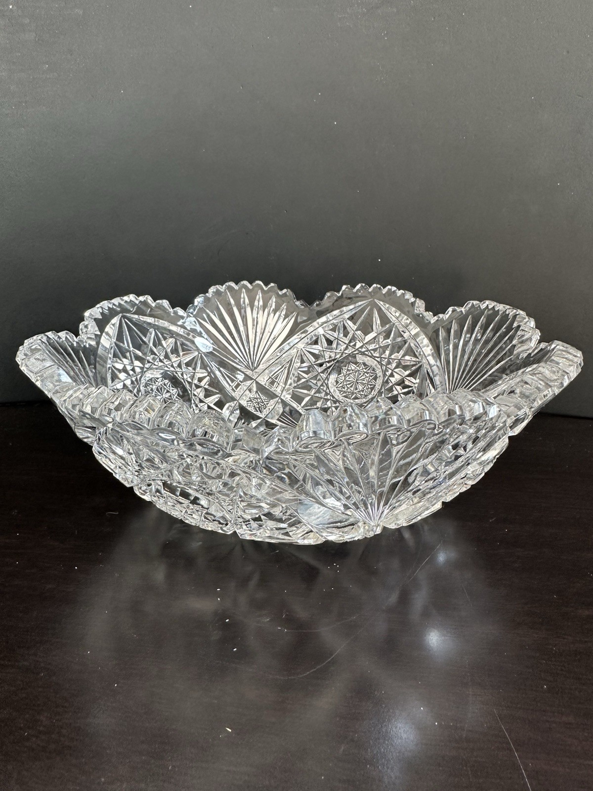VTG American Brilliant Period (ABP) Cut Lead Crystal Glass w/Sawtooth Rim Bowl